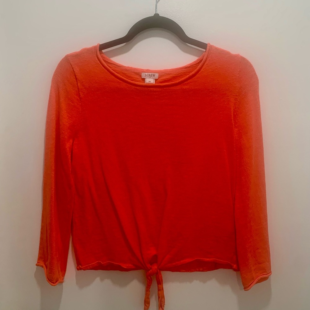 J. Crew Coral Tie-Front Top - Picture 2 of 4